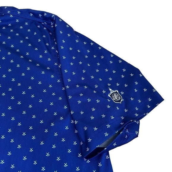 Donald Ross All Over Golf Print Performance Polo Shirt Navy Club Embroidery Sz L - Picture 7 of 16